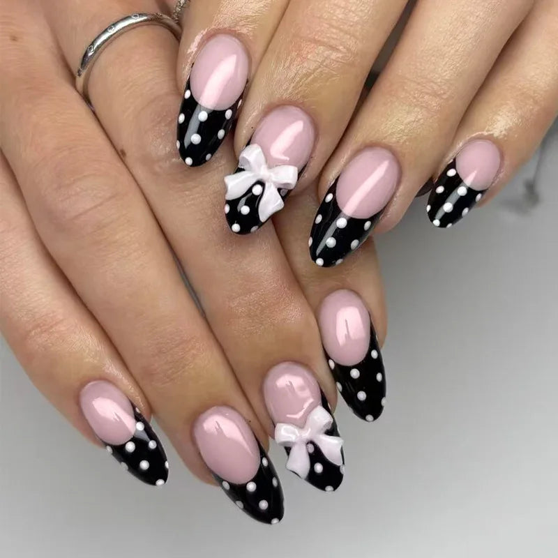 White French Bow Press-On Nails