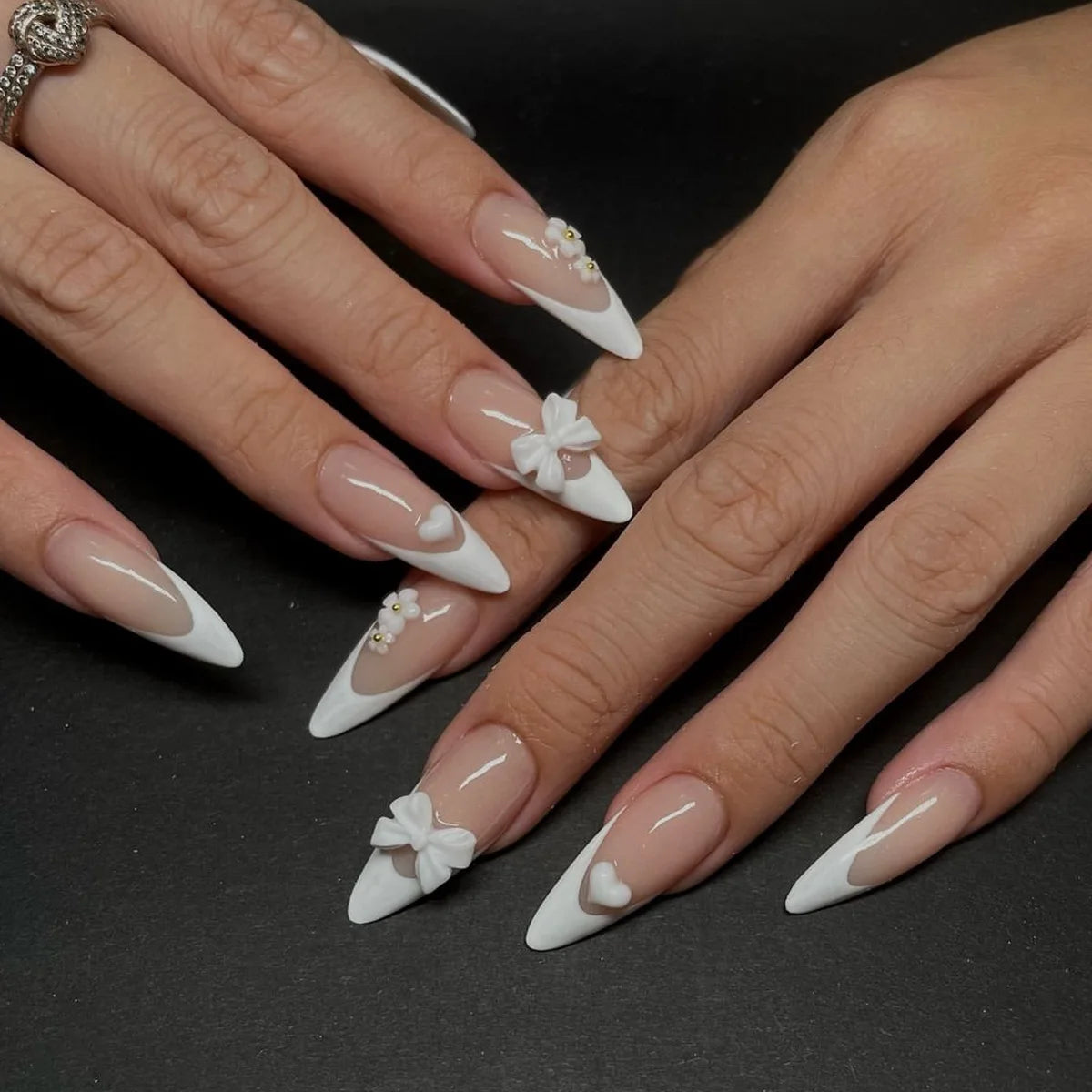 White French Bow Press-On Nails
