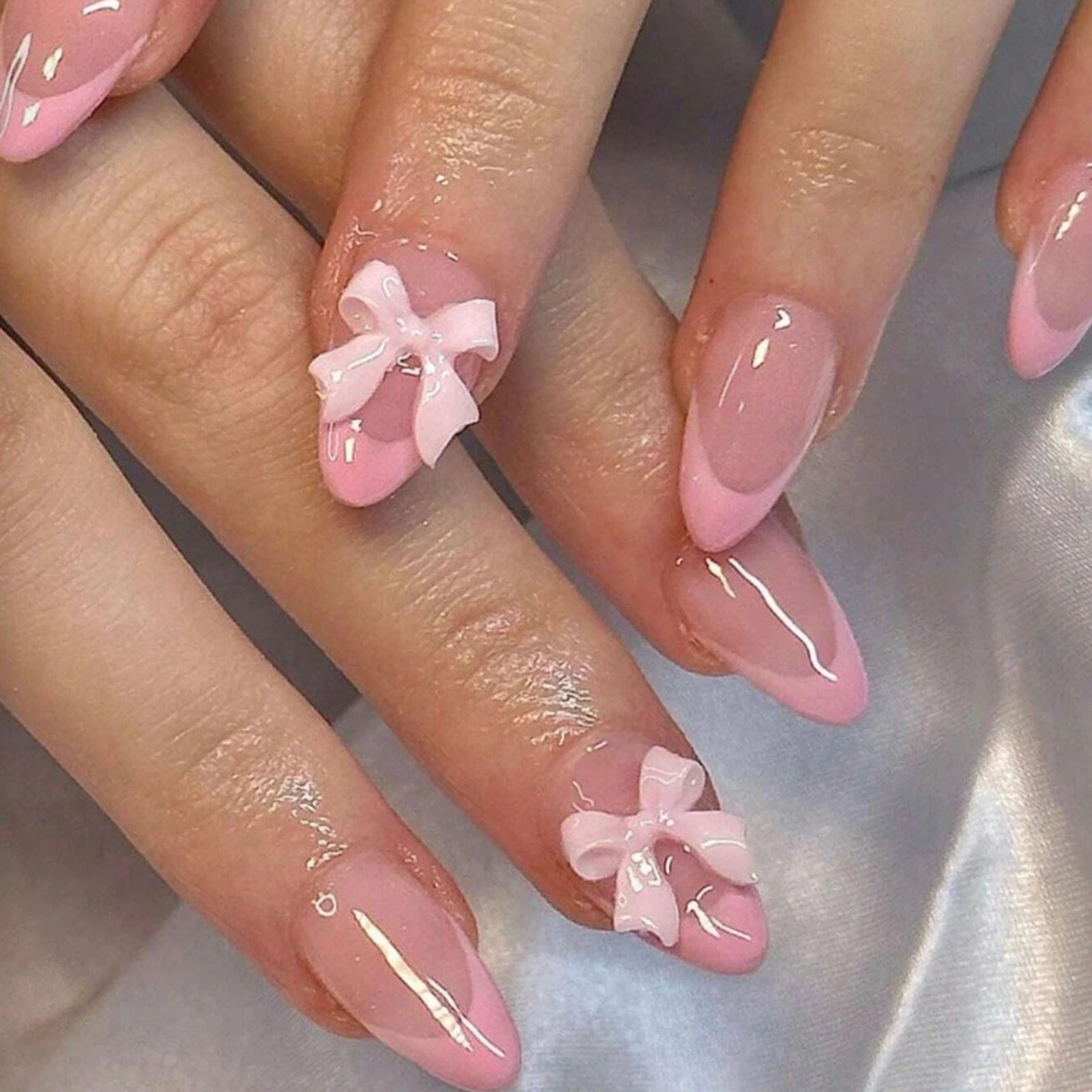 White French Bow Press-On Nails