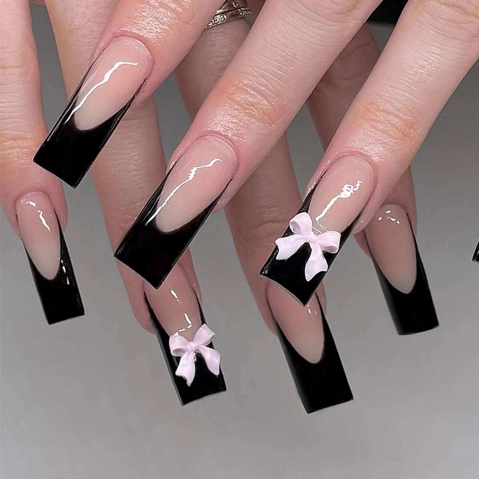 White French Bow Press-On Nails