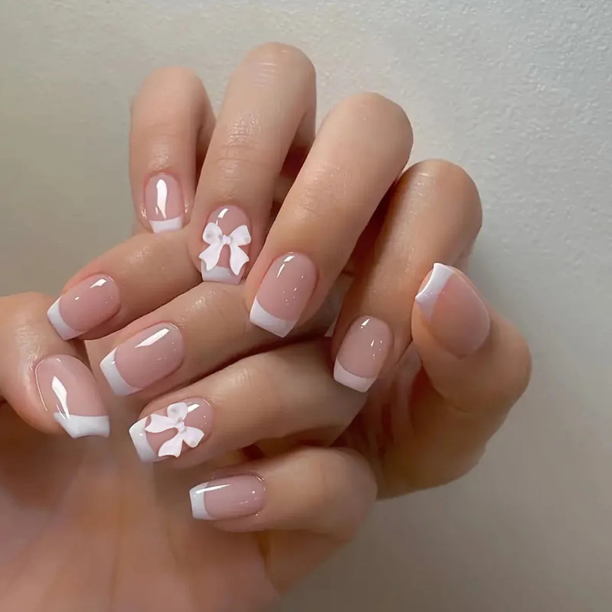 White French Bow Press-On Nails