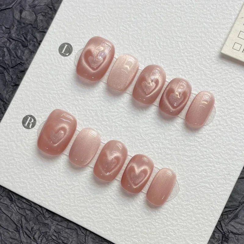 Pink Cat Eye Press-On Nails Set | Skelblum