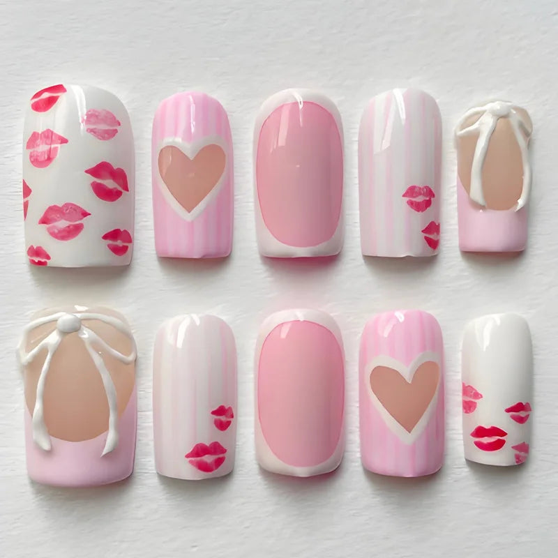 White French Bow Press-On Nails