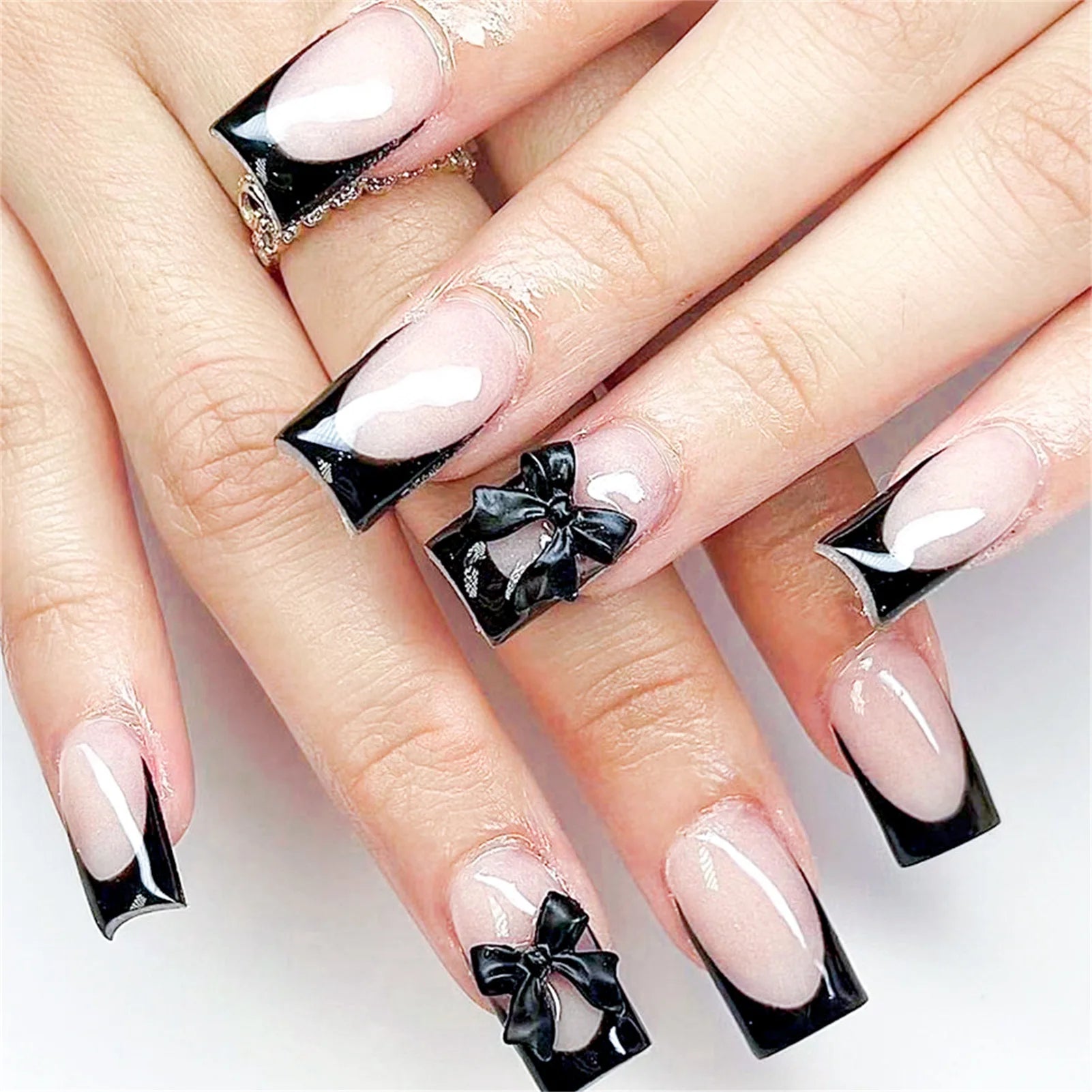 White French Bow Press-On Nails