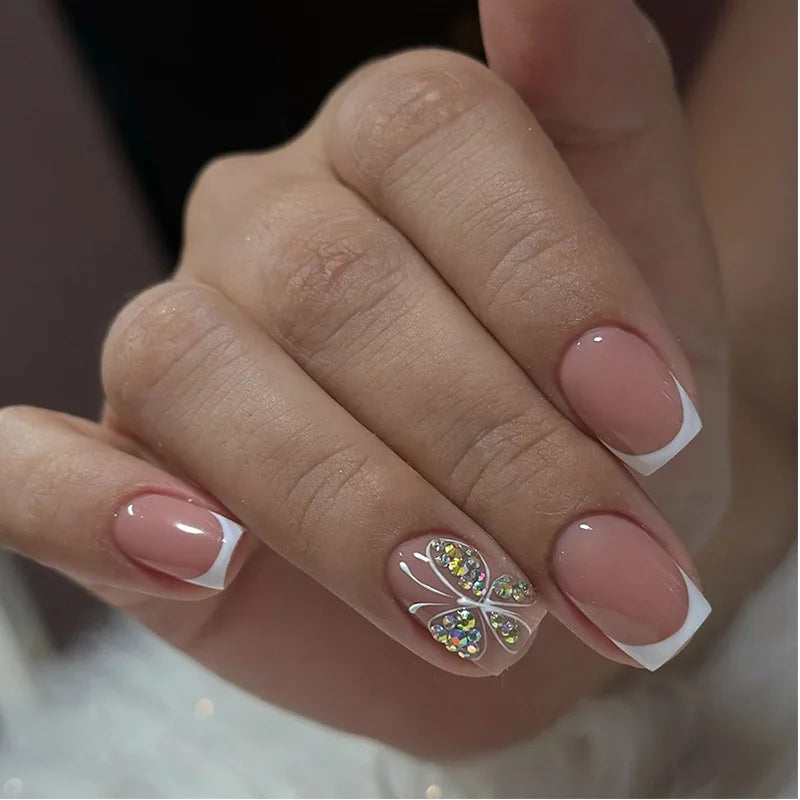 White French Bow Press-On Nails