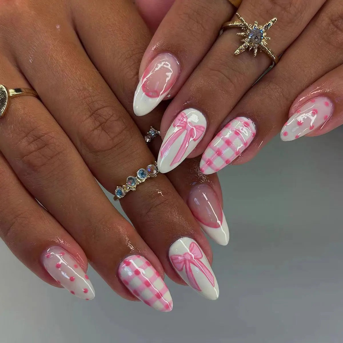 White French Bow Press-On Nails