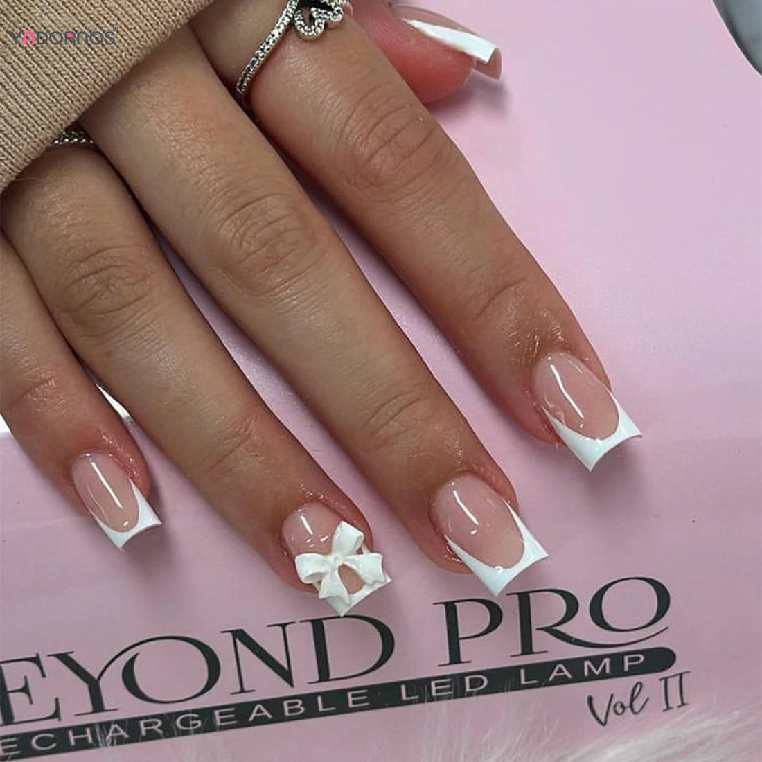 White French Bow Press-On Nails