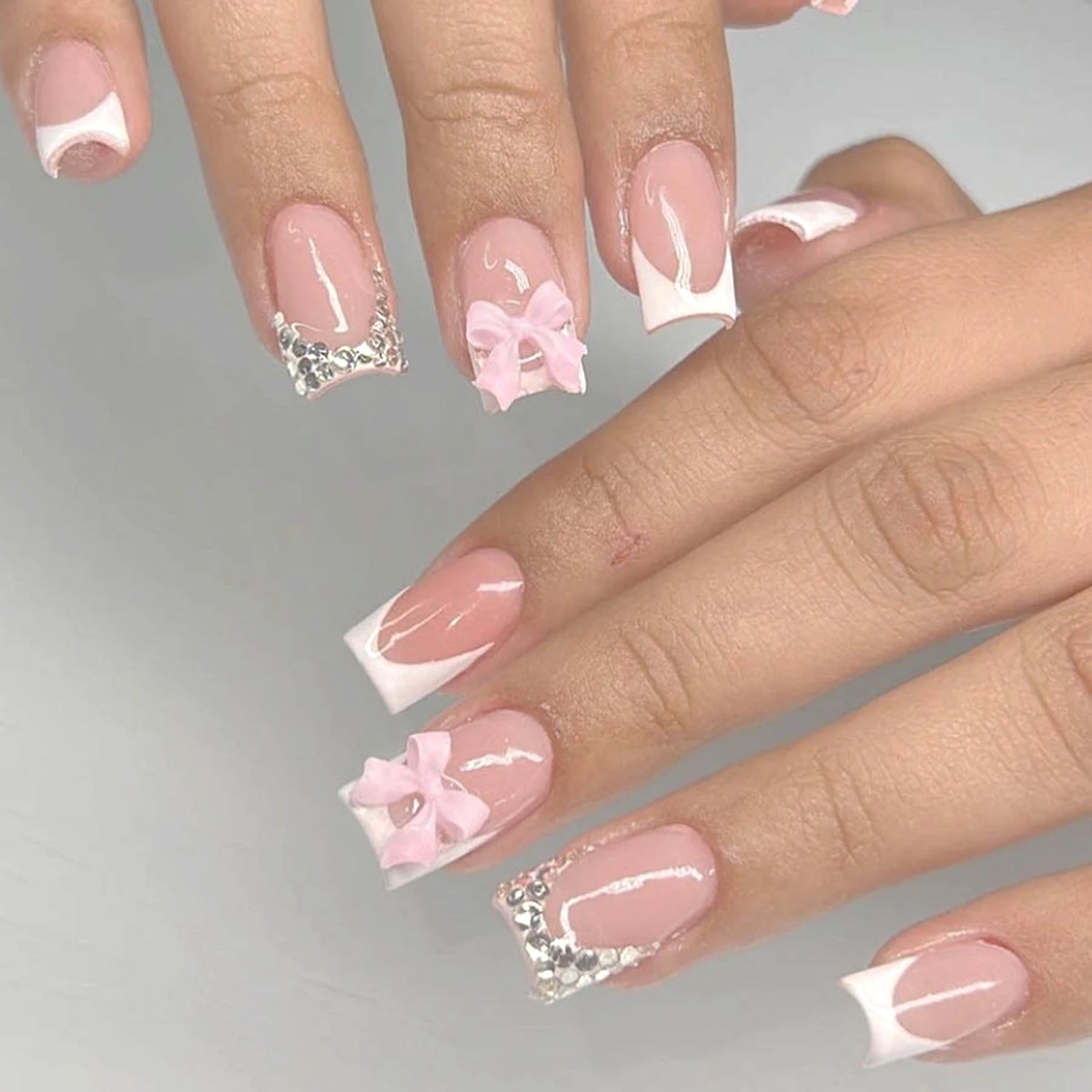 White French Bow Press-On Nails 