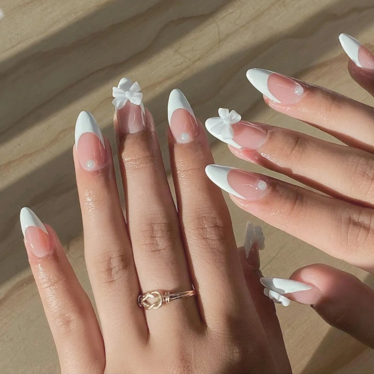 White French Bow Press-On Nails 