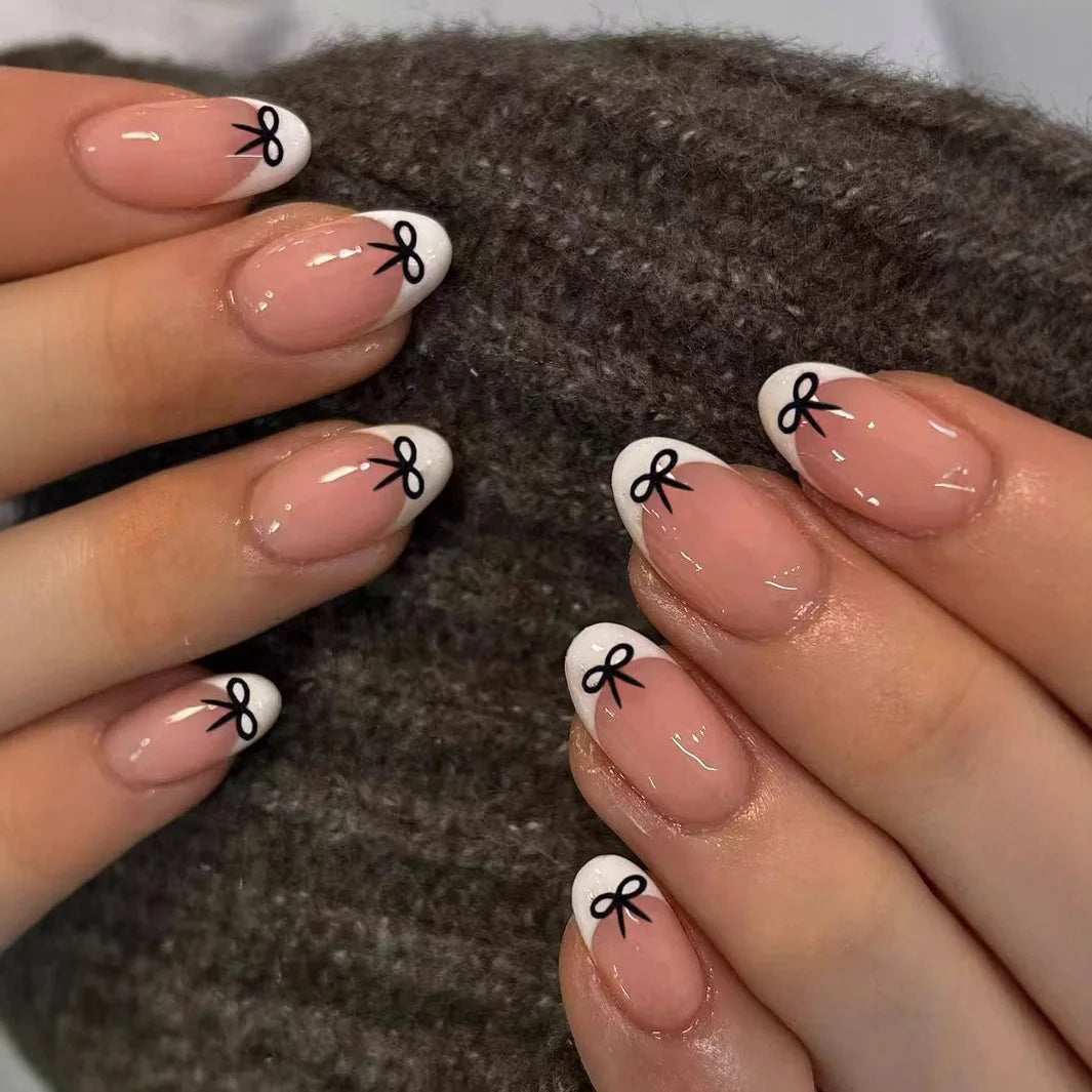 White French Bow Press-On Nails 