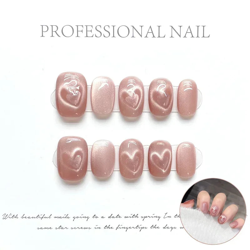 Pink Cat Eye Press-On Nails Set | Skelblum