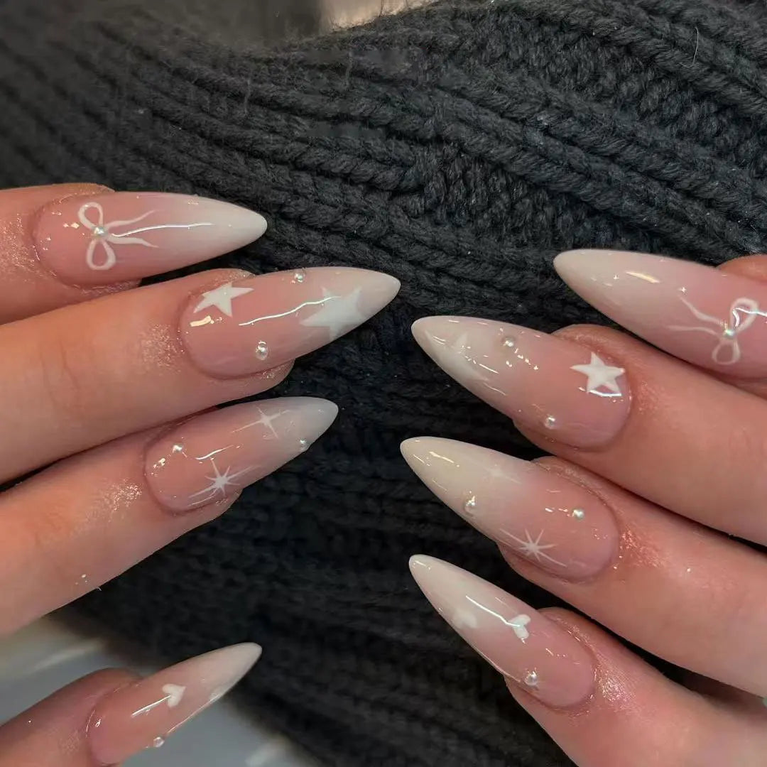White French Bow Press-On Nails 
