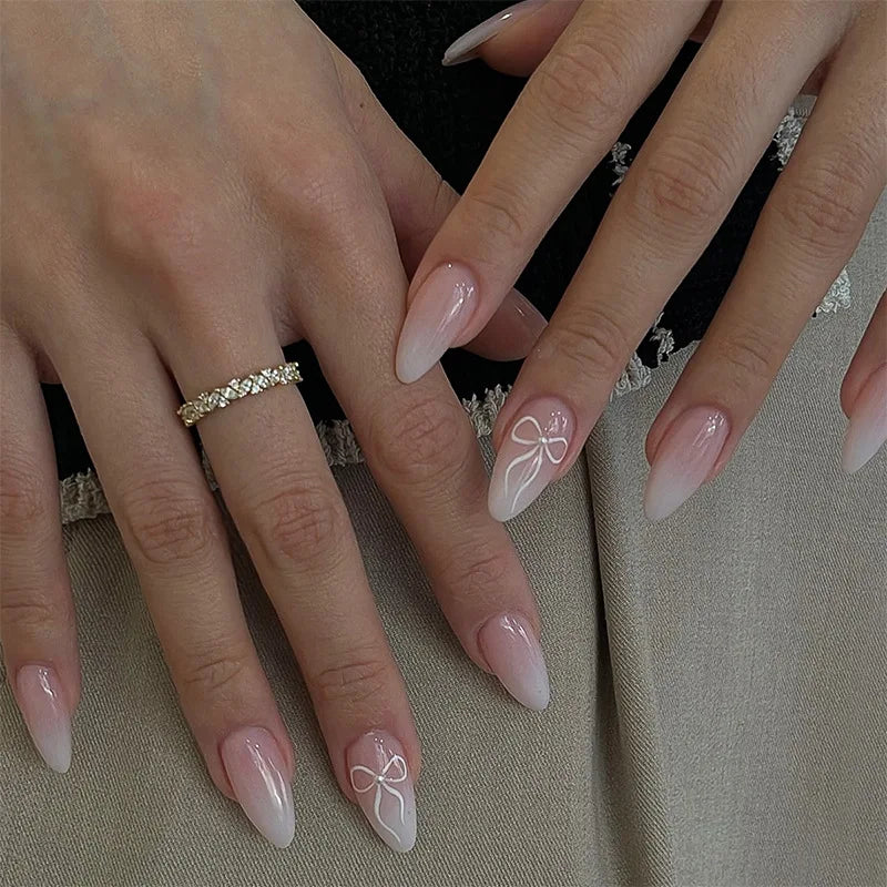 White French Bow Press-On Nails 