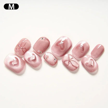 Pink Cat Eye Press-On Nails Set | Skelblum