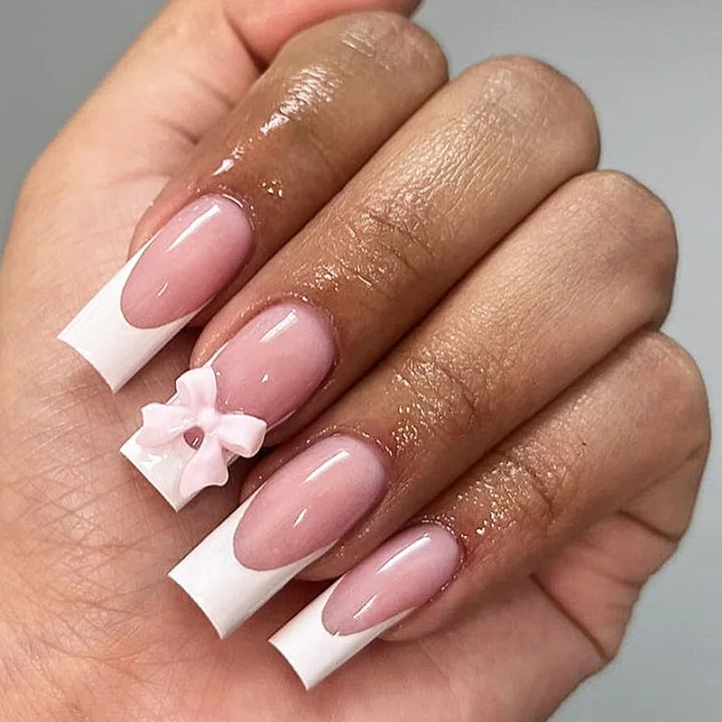 White French Bow Press-On Nails 