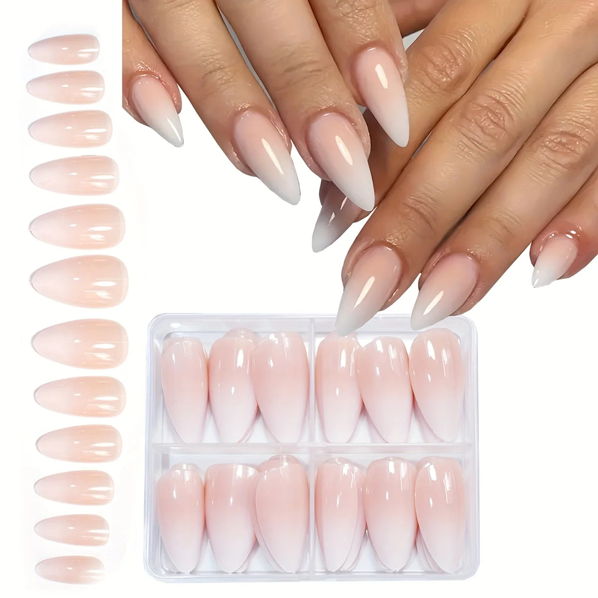 Pink French Almond Press-On Nails | Skelblum
