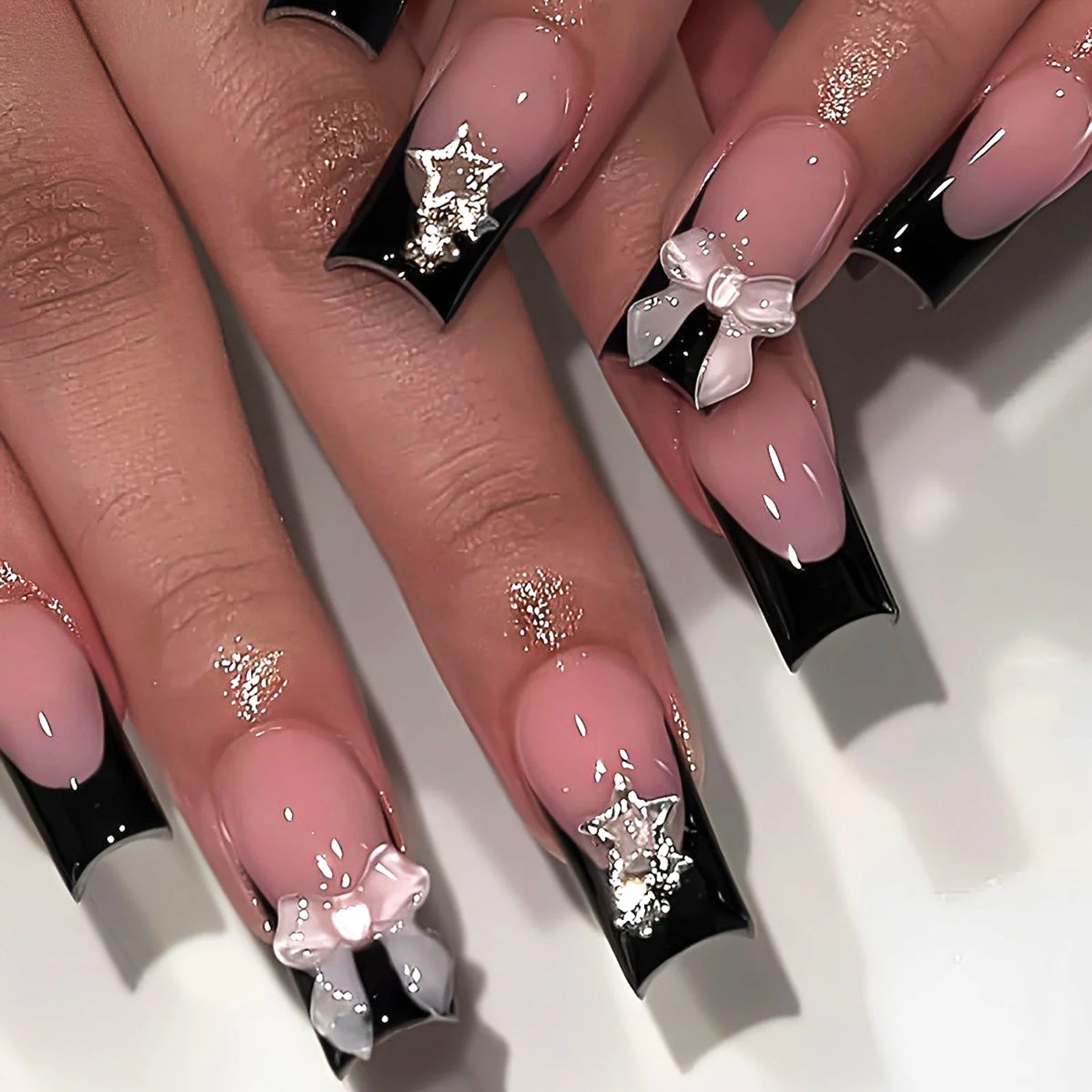 White French Bow Press-On Nails 