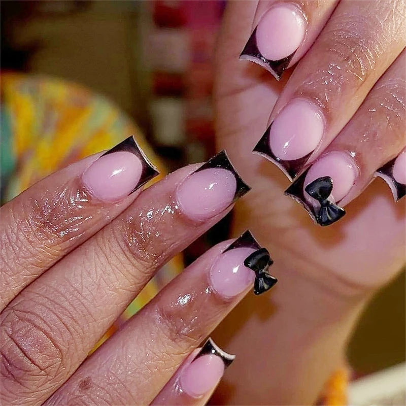 White French Bow Press-On Nails 